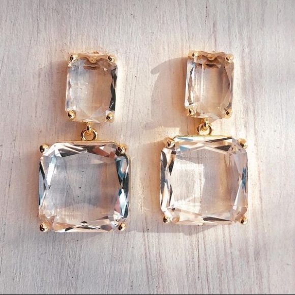 Crystal square drop earrings - Picture 3 of 5